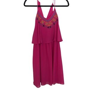 Xhilaration hot pink dress with Embroidered front detail. Size Medium